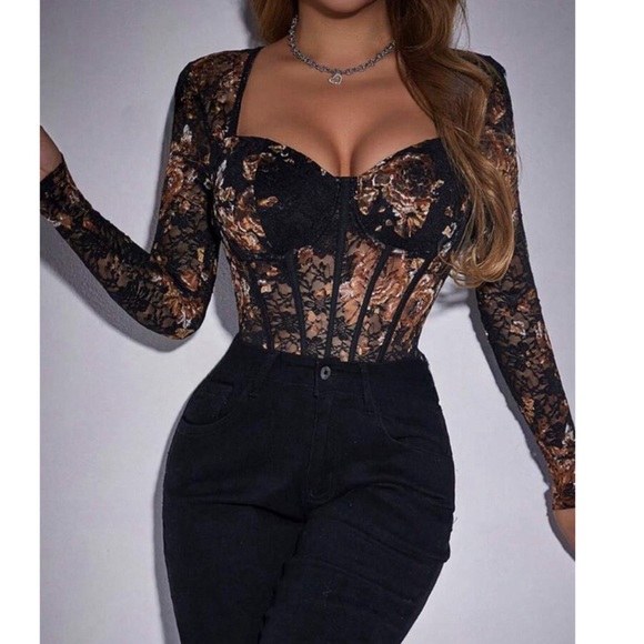 Black Lace Bodysuit - Picture 2 of 3